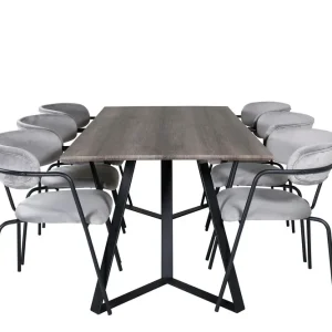 risnedsättning Venture Home Marina Matgrupp 180 cm Rektangulär med 6 Arrow stolar Svart - Möbler