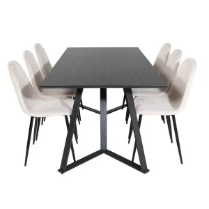 Venture Home Marina Matgrupp 180 cm Rektangulär med 6 Polar stolar Beige - Möbler risnedsättning