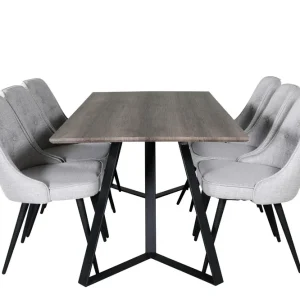 Populär Venture Home Marina Matgrupp 180 cm Rektangulär med 6 Velvet Deluxe stolar Svart - Möbler
