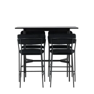 Rabatt Venture Home Rax Matgrupp 120 cm Rektangulär med 4 Lui stolar Svart - Möbler