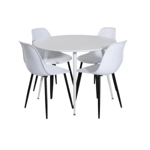 Venture Home Plaza Matgrupp 100 cm Rund med 4 Polar stolar Svart - Möbler Endast idag