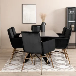 Rabatt Venture Home Piazza Matgrupp 180 cm Rektangulär med 6 Petra stolar Svart - Möbler