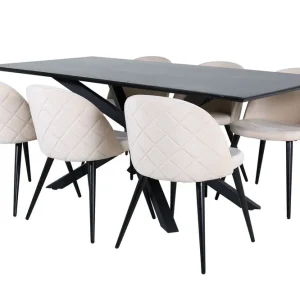 Kampanj Venture Home Piazza Matgrupp 180 cm Rektangulär med 6 Velvet stolar Beige - Möbler