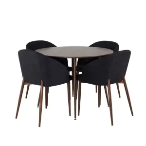 Venture Home Plaza Matgrupp 100 cm Rund med 4 Arch stolar Svart - Möbler Beställ nu