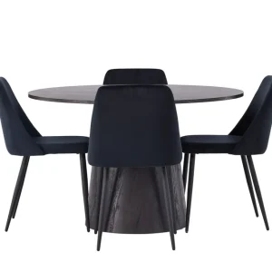 Venture Home Lanzo Matgrupp 120 cm Rund med 4 Night stolar Svart - Möbler Populär