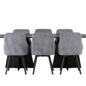 Venture Home Bootcut Matgrupp 230 cm Oval med 6 Rosie stolar Svart - Möbler Säker betalning