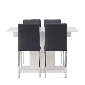 Venture Home Pluto Matgrupp 120 cm Rektangulär med 4 Lily stolar Svart - Möbler Kundfavorit