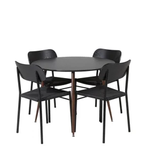 Venture Home Plaza Matgrupp 100 cm Rund med 4 Polly stolar Svart - Möbler Fynd