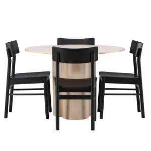 Venture Home Olivia Matgrupp 110 cm Rund med 4 Montros stolar Whitewash - Möbler Sista chansen