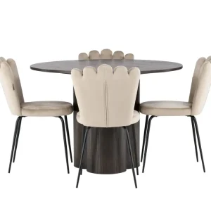 risnedsättning Venture Home Olivia Matgrupp 110 cm Rund med 4 Limhamn stolar Beige - Möbler