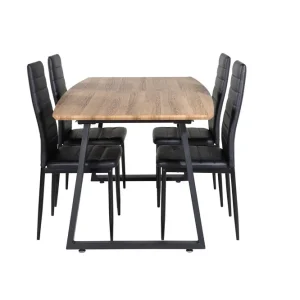 Populär Venture Home Inca Matgrupp 160 cm Rektangulär med 4 Slim stolar Svart - Möbler