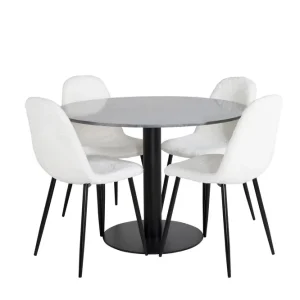 Venture Home Estelle Matgrupp 106 cm Rund med 4 Polar stolar Svart - Möbler Outlet