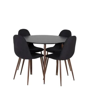 Outlet Venture Home Plaza Matgrupp 100 cm Rund med 4 Polar stolar Svart - Möbler