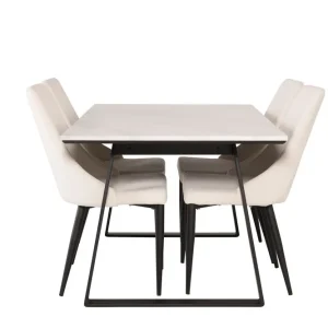 Venture Home Estelle Matgrupp 140 cm Rektangulär med 4 Leone stolar Svart - Möbler Köp online
