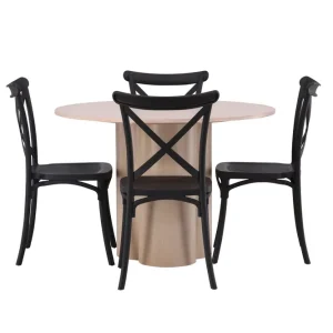 Venture Home Olivia Matgrupp 110 cm Rund med 4 Crosett stolar Whitewash - Möbler Sista chansen