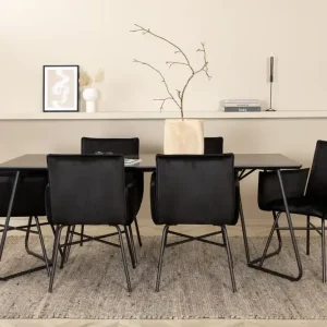 Venture Home Petra Matgrupp 190 cm Rektangulär med 6 Petra stolar Svart - Möbler Kampanjpris