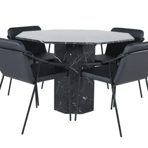 Venture Home Marbs Matgrupp 110 cm Rund med 4 Tvista stolar Svart - Möbler Fri frakt
