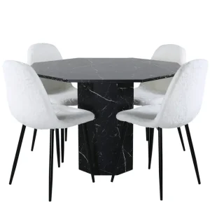 Venture Home Marbs Matgrupp 110 cm Rund med 4 Polar stolar Svart - Möbler Fynd