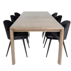 Venture Home Slider Matgrupp Förlängningsbar 170 cm Rektangulär med 6 Velvet stolar Svart - Möbler Lägg i varukorgen