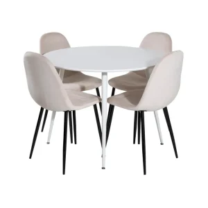 Lågt pris Venture Home Plaza Matgrupp 100 cm Rund med 4 Polar stolar Beige - Möbler
