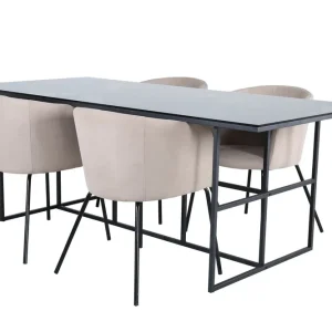 Bästa pris Venture Home Leif Matgrupp 200 cm Rektangulär med 4 Berit stolar Beige - Möbler