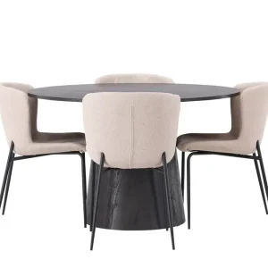 Venture Home Lanzo Matgrupp 120 cm Rund med 4 Modesto stolar Beige - Möbler Trygg betalning