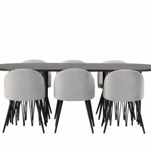 Begränsad tid Venture Home Stone Matgrupp 220 cm Rektangulär med 6 Velvet stolar Grå - Möbler