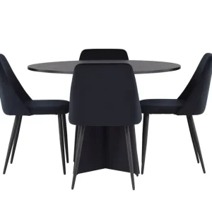 Erbjudande Venture Home Bootcut Matgrupp 110 cm Rund med 4 Night stolar Svart - Möbler