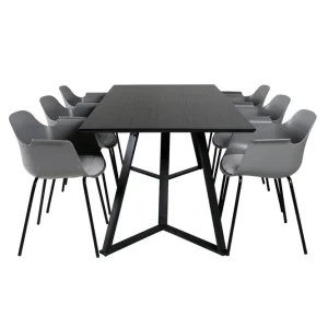 Venture Home Marina Matgrupp 180 cm Rektangulär med 6 Comfort stolar Svart - Möbler Snabb frakt
