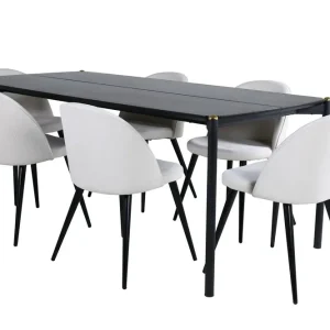 Nedsatt pris Venture Home Pelle Matgrupp 190 cm Rektangulär med 6 Velvet stolar Beige - Möbler