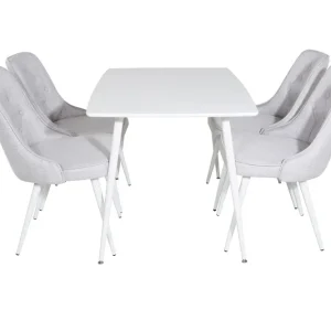 Köp online Venture Home Polar Matgrupp 120 cm Rektangulär med 4 Velvet Deluxe stolar Grå - Möbler