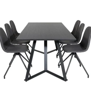 Venture Home Marina Matgrupp 180 cm Rektangulär med 6 Polar stolar Svart - Möbler Sänkt pris