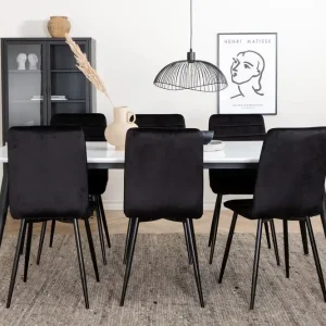 Begränsad tid Venture Home Jimmy Matgrupp 195 cm Rektangulär med 6 Windu Lyx stolar Svart - Möbler
