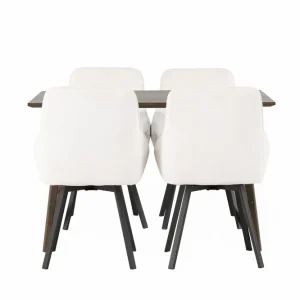 Venture Home Kaseidon Matgrupp 120 cm Rektangulär med 4 Rosie stolar Beige - Möbler Utförsäljning