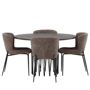Kampanjpris Venture Home Stone Matgrupp 120 cm Rund med 4 Modesto stolar Beige - Möbler