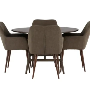 Begränsad tid Venture Home Kaseidon Matgrupp 100 cm Rund med 4 Tomorrow stolar Brun - Möbler