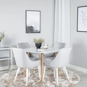 Lägg i varukorgen Venture Home Plaza Matgrupp 100 cm Rund med 4 Plaza stolar Grå - Möbler