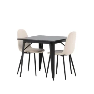 Venture Home Matgrupp Tudera 80 cm Rektangulär med 2 Nicci stolar Beige - Möbler Rea