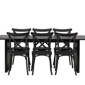 Venture Home Vail Matgrupp 200 cm Rektangulär med 6 Crosett stolar Svart - Möbler Sista chansen