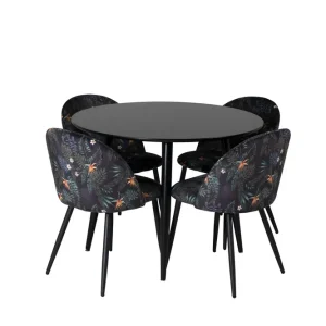 Fynd Venture Home Plaza Matgrupp 100 cm Rund med 4 Velvet stolar Svart - Möbler