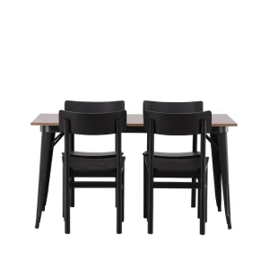 Erbjudande Venture Home Tempe Matgrupp 140 cm Rektangulär med 4 Montros stolar Svart - Möbler