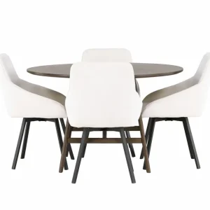 Billig Venture Home Kaseidon Matgrupp 100 cm Rund med 4 Rosie stolar Beige - Möbler