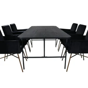 Billigare Venture Home Unos Matgrupp 200 cm Rektangulär med 6 Petra stolar Svart - Möbler