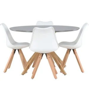Begränsat erbjudande Venture Home Piazza Matgrupp 120 cm Rund med 4 Zeno stolar Grå - Möbler