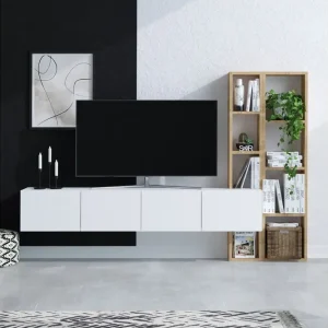 Begränsat antal Pana Tv-möbelset 182x32 cm Vit/Brun - Möbler
