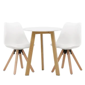Venture Home Leonora Matgrupp 65 cm Rund med 2 Zeno stolar Vit - Möbler Kampanjpris