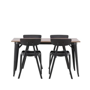 Venture Home Tempe Matgrupp 140 cm Rektangulär med 4 Ursholmen stolar Svart - Möbler Rabatt
