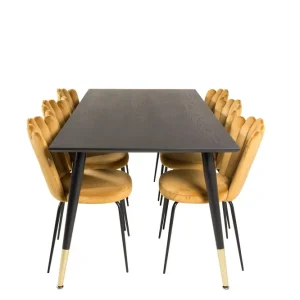 Billigare Venture Home Dipp Matgrupp 180 cm Rektangulär med 6 Limhamn stolar Svart/Guld - Möbler