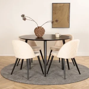 Begränsat antal Venture Home Dipp Matgrupp 115 cm Rund med 4 Velvet stolar Beige - Möbler