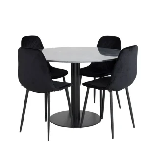 Venture Home Estelle Matgrupp 106 cm Rund med 4 Polar stolar Svart - Möbler Extra rabatt